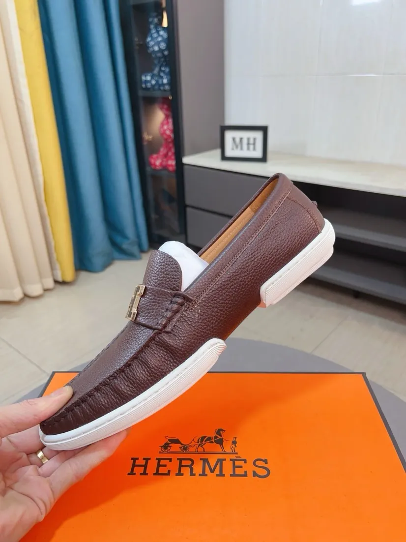 Men's shoes 💰458🌹🌹Niuli "HERMES" Hermès business leather shoes, original factory configuration, original imported cowhide upper + luxury hardware logo + fully imported original customized cowhide lining, sole: rubber wear-resistant outsole, difficult craftsmanship, original factory follow-up goods, 🔍🔍high quality code number: 38-44 45 can be customized